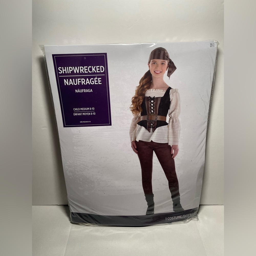 Brand New Shipwrecked 4 Piece Pirate Costume Child Size Medium 8-10 Girl